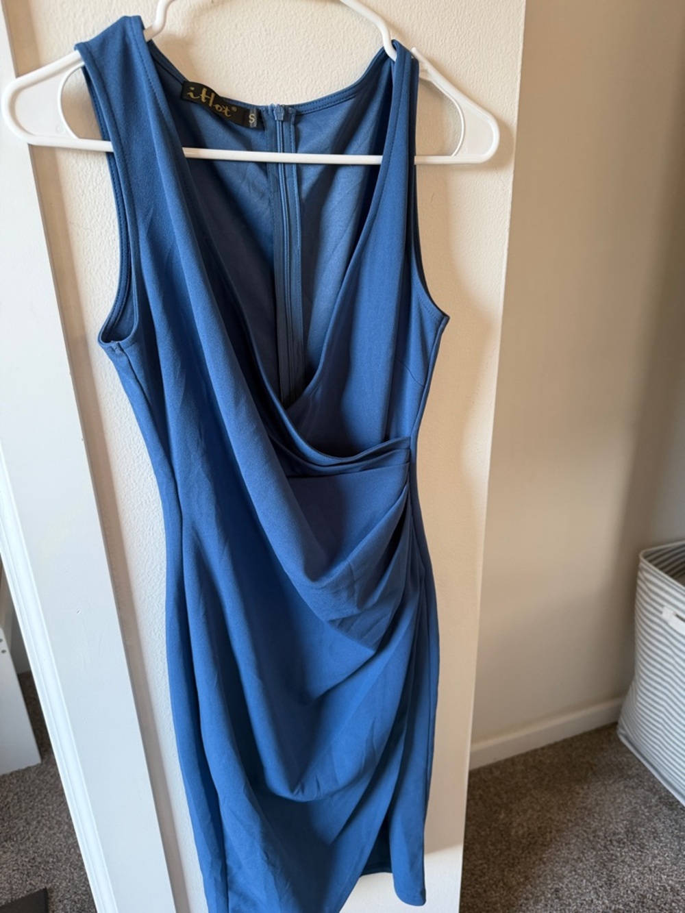 Sleeveless Draped Midi Dress in Blue by iHot